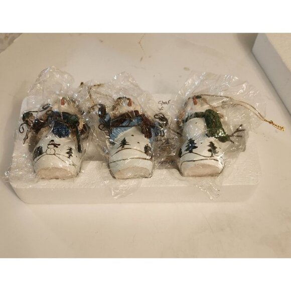 Home Interiors Snowman Winter Snow Pals Set of 3 with Birdhouses with Box - Picture 6 of 7